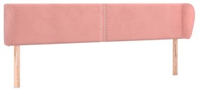 Tablie de pat cu aripioare roz 163x23x78 88 cm catifea 1, Roz, 163 x 23 x 78 88 cm
