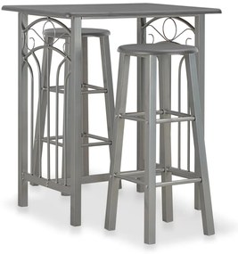 vidaXL Set mobilier de bar, 3 piese, antracit, lemn și oțel