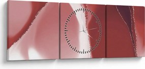 Tablou - Floare abstractă roșie N⁰3 (cu ceas) (90x30 cm)