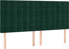 vidaXL Tăblie de pat verde închis 200x5x118/128 cm catifea