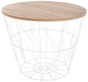 Masuta de cafea in stil modern, blat din lemn cu abajur din sarma, masa universala si moderna