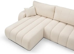 Canapea colțar extensibilă cu spațiu depozitare, model DESIO stânga, bej