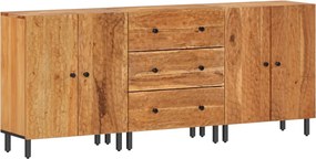 vidaXL Dulapuri lateral, 3 buc., 60x33x75 cm, lemn masiv de acacia