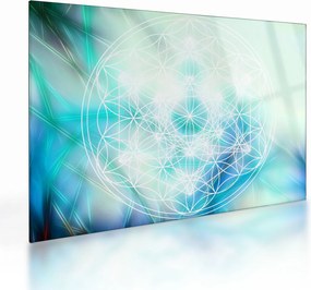 Tablou pe sticlă - Merkaba pe un fundal turcoaz (70x50 cm)