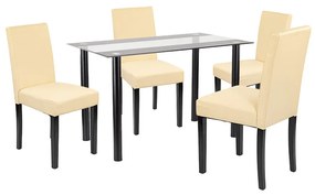 Set de masă Karin 4+1 negru-bej