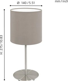 Lampă de masă Eglo 54745 ANADIA 1xE14/40W/230V taupe/crom mat