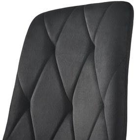 Set de 4 scaune tapițate în catifea twill pentru sala de mese cu spătar, structură din metal, 45x40x86 cm, Negru