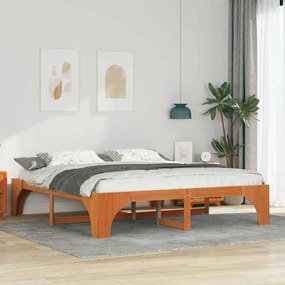 vidaXL Cadru de pat de podea Maro 180 x 200 cm Lemn masiv de pin