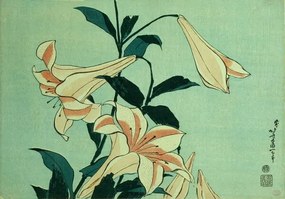 Reproducere Trumpet Lilies, Hokusai, Katsushika