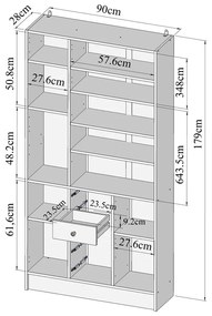 Dulap de baie alb 90x182 cm Combi – TemaHome