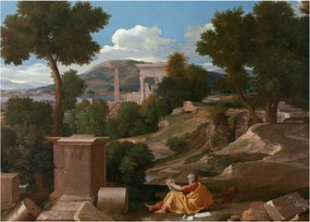 Tablou - Nicolas Poussin, Landscape with Saint John on Patmos, reproducere (70x50 cm)