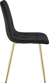 Negru scaun bucatarie LIBRA din catifea cu picioare aurii