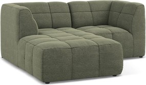 Colțar verde cu tapițerie din țesătură bouclé (cu colț pe partea stângă/cu șezlong) Aloha – Makamii