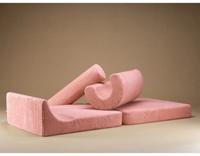 Fotoliu pentru copii roz cu tapițerie din catifea reiată Flipster – Wigiwama