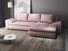 Colțar extensibil dumonde cu ladă de depozitare si sezut confortabil din spuma high-density, Leonardo Enjoy Roz 260x185 cm II