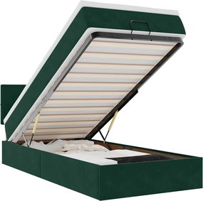 vidaXL Cadru de pat otoman cu saltea verde închis 90x190cm catifea