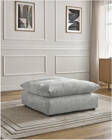 Taburet gri deschis cu tapițerie din chenille Neil – Bobochic Paris