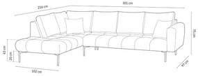 Coltar Hastings 5 locuri catifea L301 cm