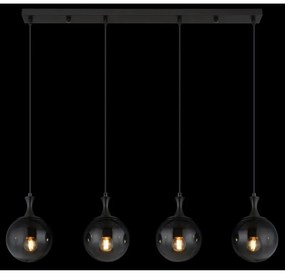 Lustra suspendata design modern DALTON 4L negru/fumuriu