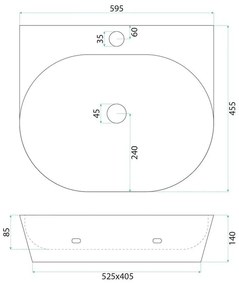 Lavoar ceramic pentru blat REA Kim 60