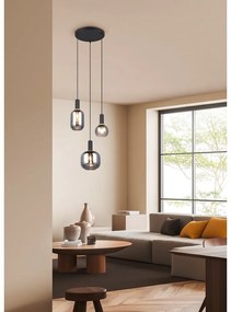 Lustră neagră cu abajur din sticlă Diva – Trio