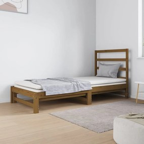 3124750 vidaXL Pat de zi extensibil maro miere 2x(90x190) cm lemn masiv de pin