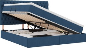 vidaXL Pat cu saltea și LED cu saltea albastru 180 x 200 cm Poliester