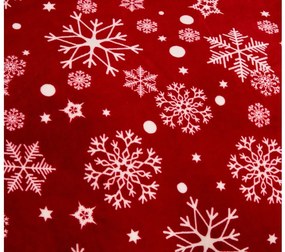 Set Lenjerie cocolino SNOWFALL rosu + Cearsaf Cocolino microplus SOFT 180x200 cm alb, pat dublu