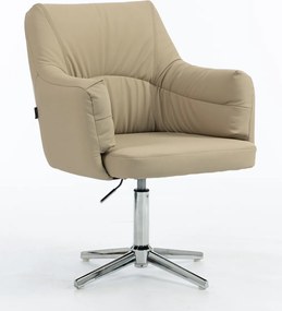 HR840CROSS Scaun Crem Piele Ecologica Premium Soft cu Bază Cromata