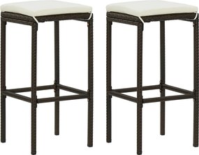 vidaXL Scaune de bar cu perne, 2 buc., maro, poliratan