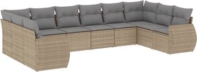 vidaXL Set canapele de grădină cu perne, 10 piese, bej, poliratan