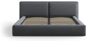 Pat matrimonial gri închis tapițat cu spațiu de depozitare și somieră 180x200 cm Arendal – Cosmopolitan Design