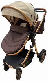 Carucior 3 in 1 transformabil in mod sport cu landou si geanta, 0-36 luni, Crem - CPC-12-crem