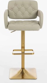 HR8403KW Scaun Ecru Piele Ecologica Premium Soft cu Bază Aurie