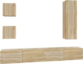 vidaXL Set dulap TV, 5 piese, stejar sonoma, lemn prelucrat