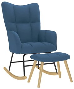 vidaXL Scaun balansoar cu taburet, albastru, material textil