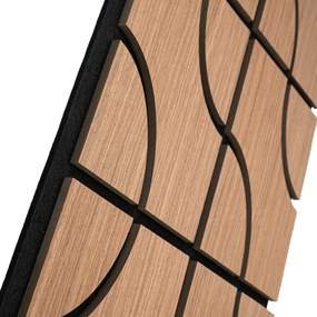 Panou riflaj acustic decorativ, MDF si pasla, AC32, 90x45x1.8cm, Stejar inchis