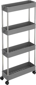 Raft cu roți SLIM, 4 niveluri, 12,5x40x86cm, gri SongmicsHome