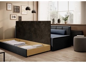 Canapea albastră/gri extensibilă/cu spațiu de depozitare cu tapițerie din chenille 214 cm Fulgeo – ELTAP