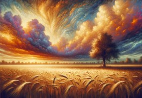 Fototapet - Copac pe câmp (147x102 cm)