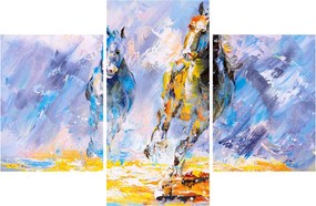 Tablou - Caii alergând, pictură în ulei (90x60 cm)