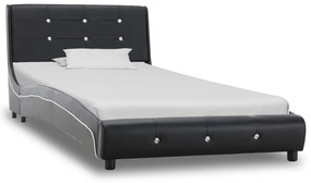 280317 vidaXL Cadru de pat, negru, 90 x 200 cm, piele ecologică