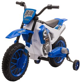 Motocicleta Cros Electrica HOMCOM pentru Copii 3-5 ani, Baterie 12V Reincarcabila, Rotite Detasabile, Albastru inchis 106,5x51,5x68cm | Aosom RO