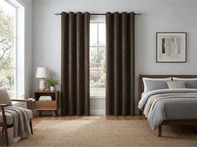 Draperie opaca DUNES VELVET 140x250 cm, maro Agatat: Inele metalice
