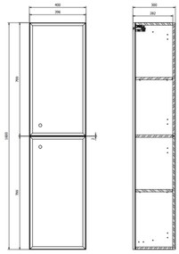 Cersanit S1021-012 - Dulap suspendat pentru baie MILLE 160x40 cm, mentă