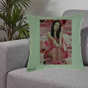 Perna Personalizata K-pop BLACKPINK Jisoo Pink Room, 40x40 cm, Verde, Husa Detasabila, Perna Inclusa, BEKZ®