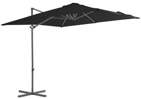 vidaXL Umbrelă în consolă de grădină, stâlp din oțel, negru 250x250 cm
