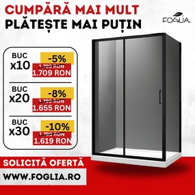 Cabina dus dreptunghiulara neagra 120x90 cm Mediterraneo, Iris Black 1200x900 mm