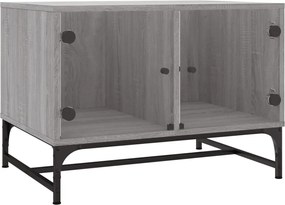 vidaXL Măsuță de cafea cu uși din sticlă, gri sonoma, 68,5x50x50 cm