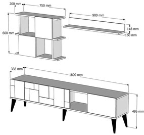 Mobilier living Madryt (Nuc + Negru). 1072502